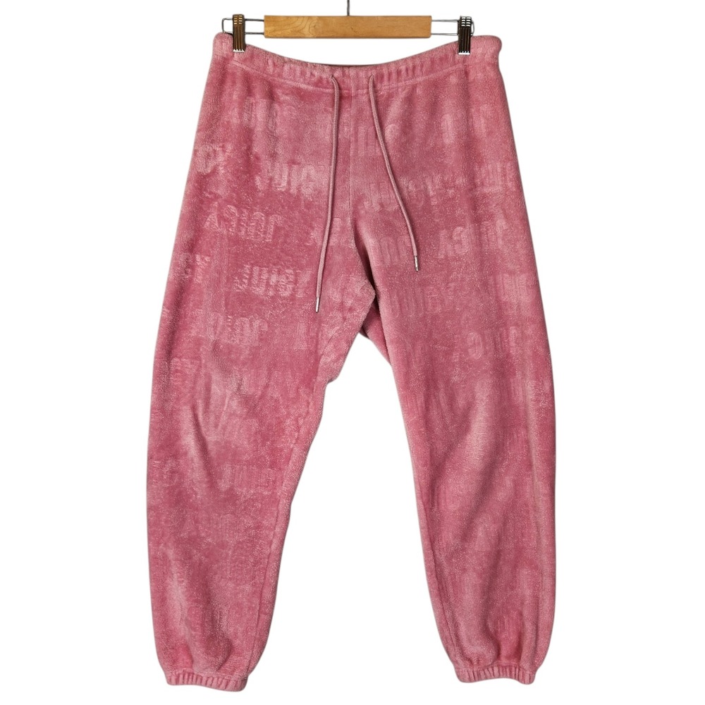 Juicy Couture Sleepwear Joggers Size Large Pink Embossed Logo Plush Velour
